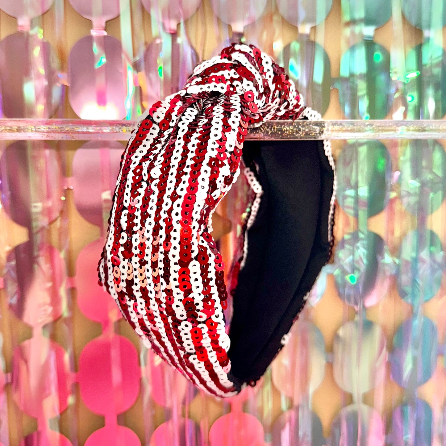 Red & White Sequin Headband